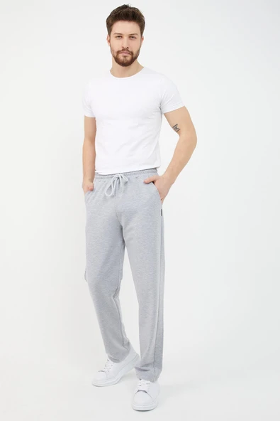Gri Kapüşonlu Regular Fit Hırka Düz Paça Erkek Eşofman Takımı 3861 - 3