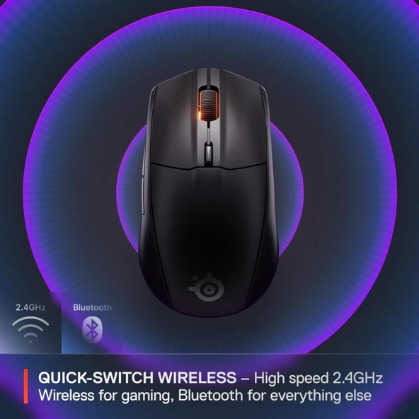 Rival 3 Wireless Gen 2 Gaming Mouse - 2.4ghz ve Bluetooth Bağlantı - Siyah - 3