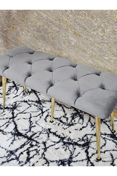 Gold Metal Yeşil Oturaklı Sivriltme Ayaklı Babyface Puf & Bench & Oturak - 9