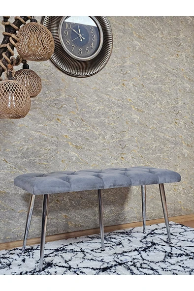 Krom Metal Yeşil Oturaklı Sivriltme Ayaklı Babyface Puf & Bench & Oturak - 3