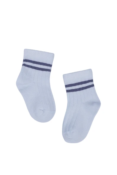Erkek Bebek Çorap Soket 4 Çift Siyah-Krem-Gri-Mavi - Resim 4