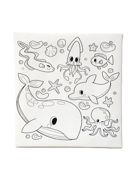 Hayal Sepeti SEVİMLİ BALİNA VE ARKADAŞLARI Tuval 20 X 20  6lı boya, fırça Boyama seti - 2