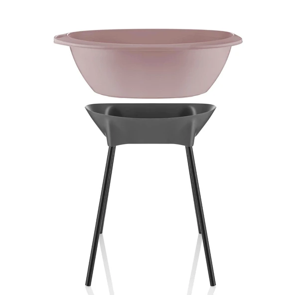 Babyjem Yeni Nesil Elegant Su Tahliyeli Giderli Ayaklı Bebek Küveti Pembe