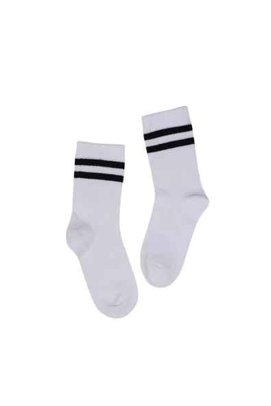 Çocuk Çorap Soket 3 Çift Unisex Beyaz-Siyah-Gri - Resim 4