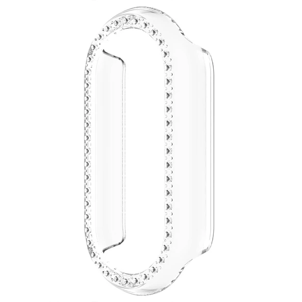Xiaomi Smart Band 8 İle Uyumlu Zarif Kristal Taşlı Kasa Koruyucu Kılıf  Şeffaf - Resim 4