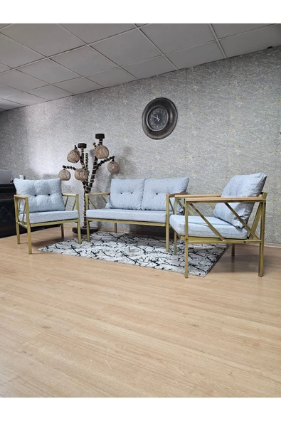 Gold Boyalı Bahçe Koltuk Takımı - Balkon - Mutfak Çay Seti Takımı Bahçe Koltuk Takımı - 6