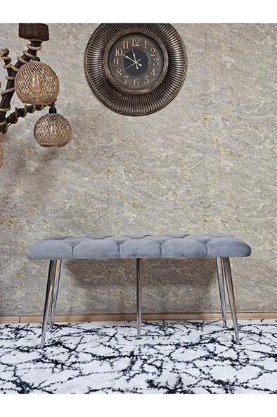 Krom Metal Yeşil Oturaklı Sivriltme Ayaklı Babyface Puf & Bench & Oturak - 2