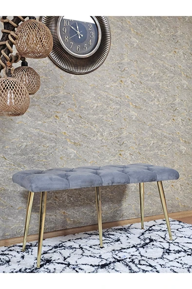 Gold Metal Yeşil Oturaklı Sivriltme Ayaklı Babyface Puf & Bench & Oturak - 8