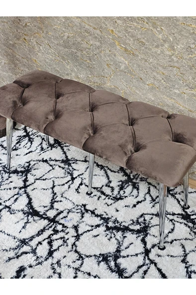 Krom Metal Yeşil Oturaklı Sivriltme Ayaklı Babyface Puf & Bench & Oturak - 9