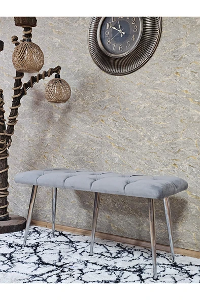 Krom Metal Yeşil Oturaklı Sivriltme Ayaklı Babyface Puf & Bench & Oturak