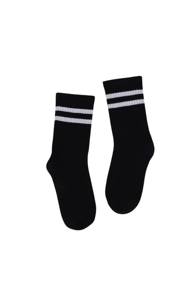 Çocuk Çorap Soket 3 Çift Unisex Beyaz-Siyah-Gri - Resim 3