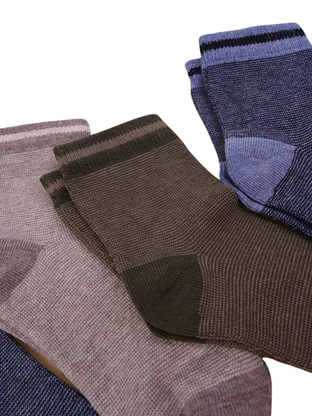 Erkek Çocuk Çorap Soket 4 Çift Siyah-Lacivert-Kahve-Yeşil ürün görseli 1