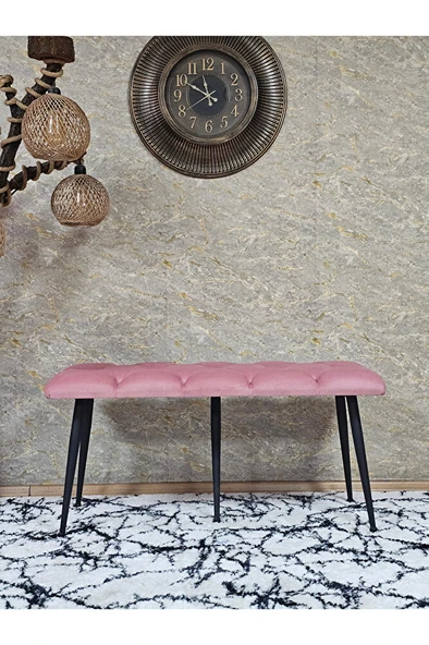 Siyah Boyalı Siyah Oturaklı Metal Sivriltme Ayaklı Babyface Puf & Bench & Oturak - 2