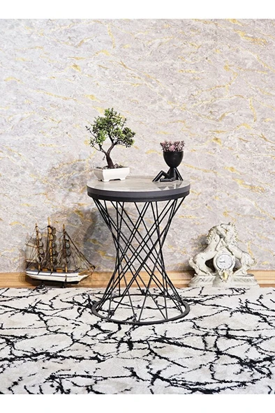 Siyah Boyalı Pota Sehpa - Sehpa - Ahşap Sehpa - Metal Sehpa - Sunta Sehpa - Tek Sehpa - Zigon Sehpa - 11