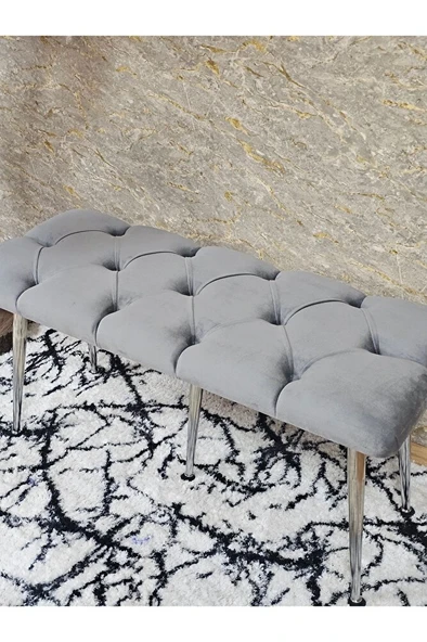 Krom Metal Yeşil Oturaklı Sivriltme Ayaklı Babyface Puf & Bench & Oturak - 4