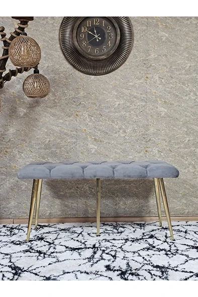 Gold Metal Yeşil Oturaklı Sivriltme Ayaklı Babyface Puf & Bench & Oturak - 7