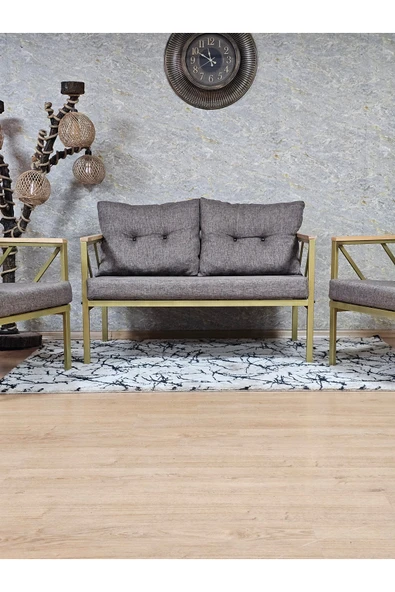 Gold Boyalı Bahçe - Balkon - Mutfak Çay Seti Takımı Bahçe Koltuk Takımı - 11