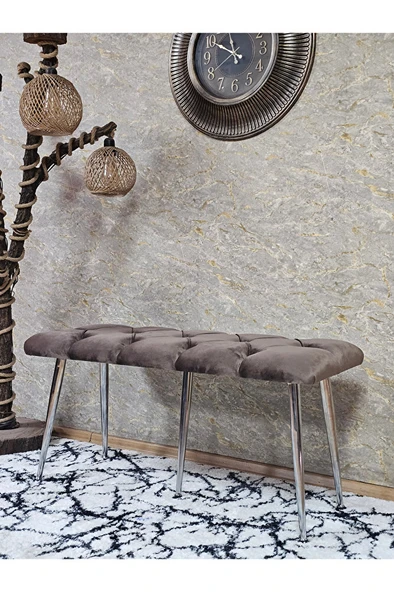 Krom Metal Yeşil Oturaklı Sivriltme Ayaklı Babyface Puf & Bench & Oturak - 6