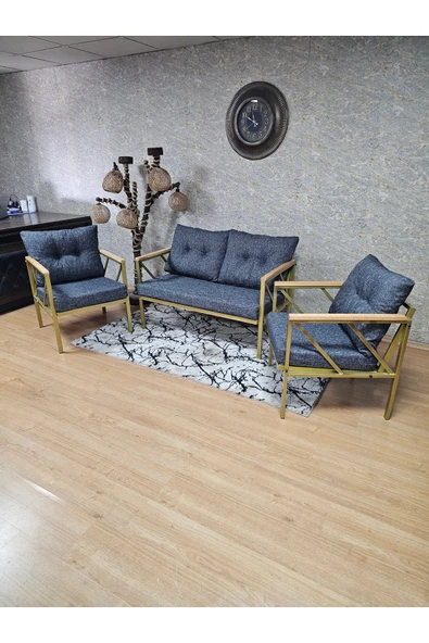 Gold Boyalı Bahçe - Balkon - Mutfak Çay Seti Takımı Bahçe Koltuk Takımı - 7