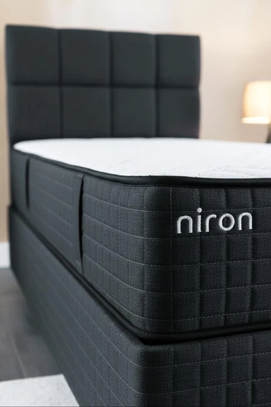 Nova Yatak 80x180 Tek Kişilik - 25 cm Paket Yaylı Ortopedik, Orta Sert, Antrasit, Pamuklu Kumaş - 6