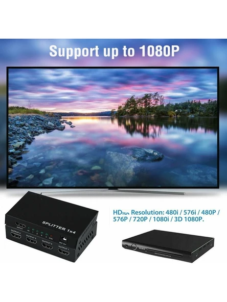 Anunnaki 4 Port HDMI Splitter | 4K UHD Full HD 1080p Monitör Çoklayıcı Adaptör - Resim 9