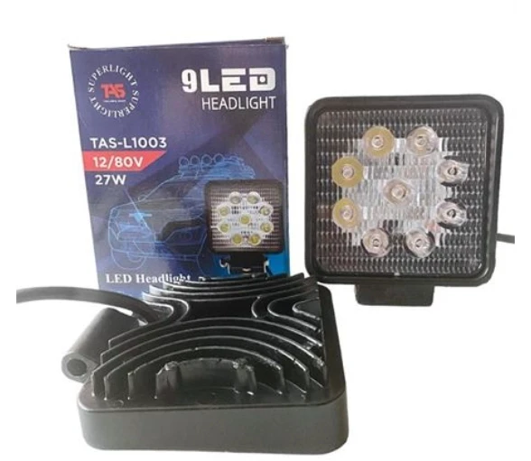 Tas 9 Led Kare Çalışma Lambası Kalın 12-80v 27w - 1