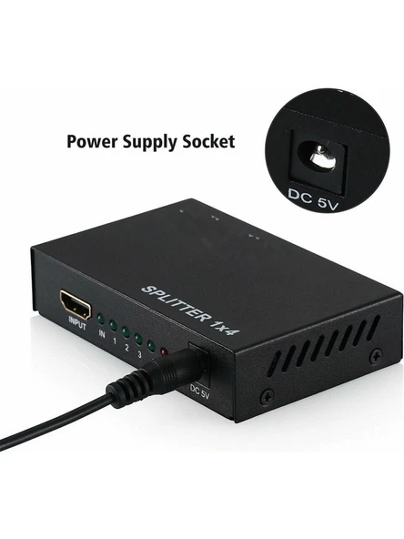 Anunnaki 4 Port HDMI Splitter | 4K UHD Full HD 1080p Monitör Çoklayıcı Adaptör - Resim 10