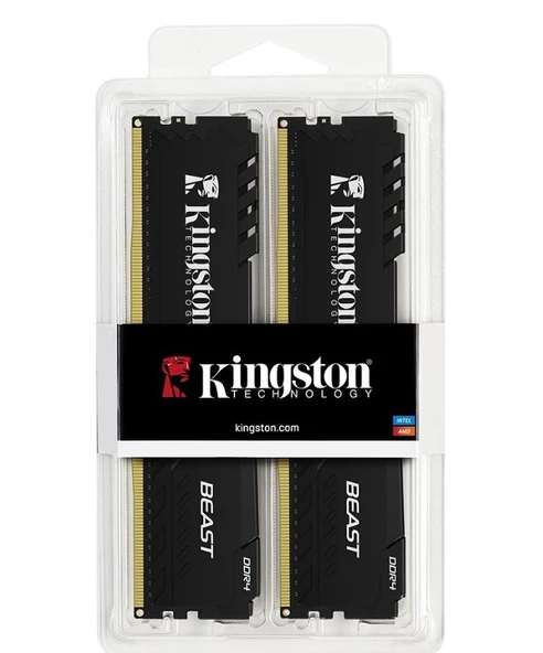 Kingston 16GB 3600MHZ DDR4 CL17 DIMM (Kit of 2) Beast Black  KF436C17BBK2/16 - RAM ürün görseli 1