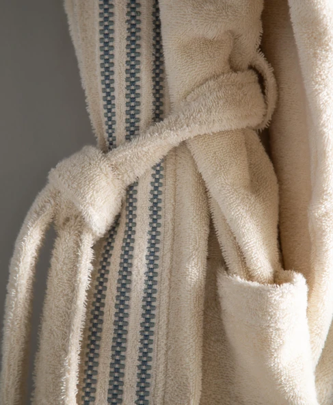 Penye Modeo Bornoz Yeşil/Ekru Aile Seti - 6