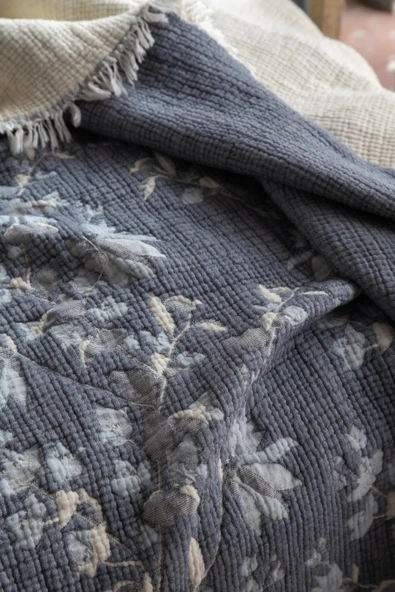 Çift Kişilik Marbella İndigo Yatak Örtüsü Takımı - 5