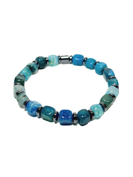 JTSS25DOB1534 AKİK HEMATİT MAVİ JANTİ DOĞALTAŞ BİLEKLİK ürün görseli 1