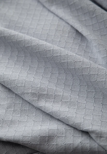 Çift Kişilik Pure İndigo Nakışlı Lüks Nevresimli Pike Seti - 3