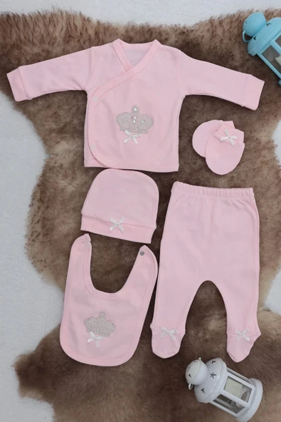 Sema Baby 5 Parça Hastane Çıkışı Zıbın Seti 0-3 Ay - Queen