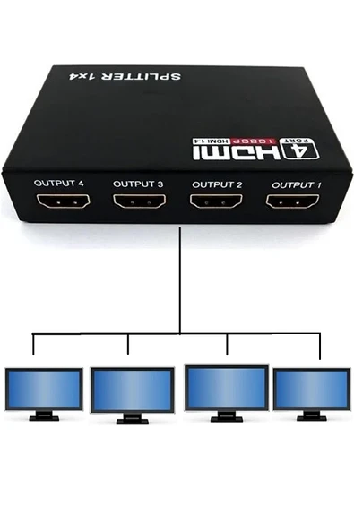 Anunnaki 4 Port HDMI Splitter | 4K UHD Full HD 1080p Monitör Çoklayıcı Adaptör - Resim 5