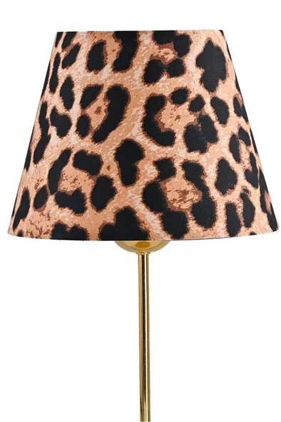Star Gold Metal Ayaklı Abajur Leopar Desenli Kumaş Başlık Yatak Odası Salon Masa Lambası 2 Adet - 2
