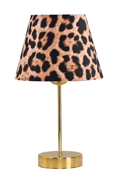 Star Gold Metal Ayaklı Abajur Leopar Desenli Kumaş Başlık Yatak Odası Salon Masa Lambası 2 Adet - 4