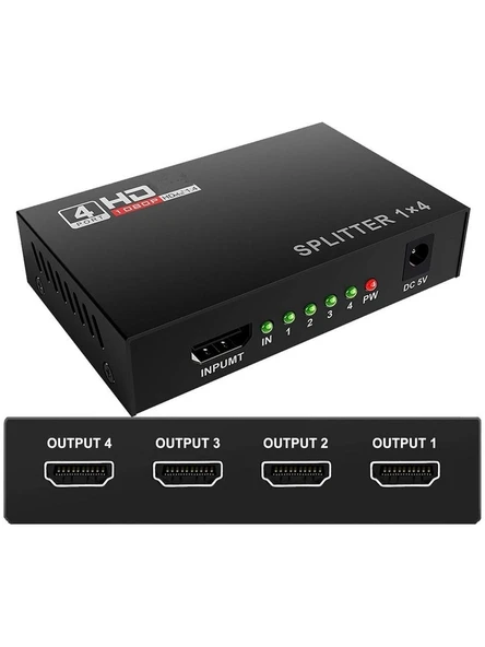 Anunnaki 4 Port HDMI Splitter | 4K UHD Full HD 1080p Monitör Çoklayıcı Adaptör - Resim 11