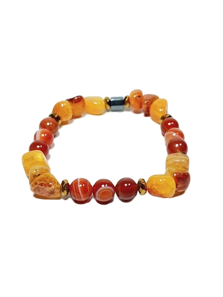 JTSS25DOB1545 AKİK HEMATİT SARI KIRMIZI JANTİ DOĞALTAŞ BİLEKLİK ürün görseli 1