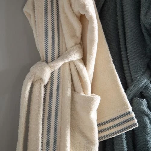 Penye Modeo Bornoz Yeşil/Ekru Aile Seti - 12