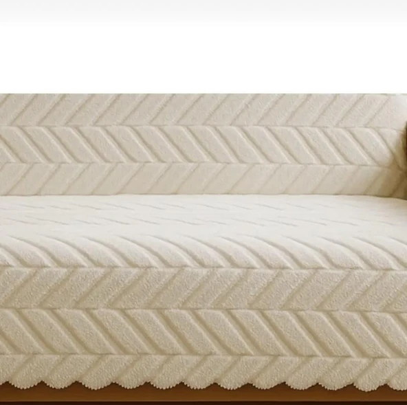 1 Adet Royam Peluş Pamuklu Sünger Tabanlı Kaymaz Koltuk Çekyat Örtüsü 160 x 210 - 4
