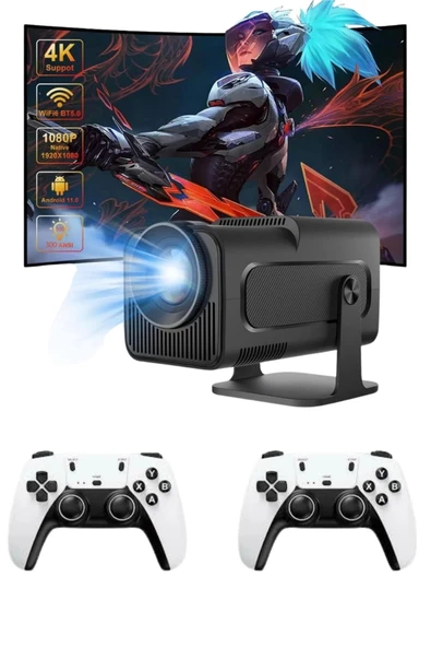 Çift Kollu Game Box Projeksiyon Cihazı Kumandalı Android Tv Dahili Hoparlör - Resim 2