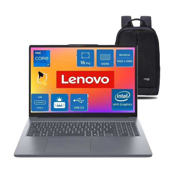 Ideapad Slim 3 16IRH10 Intel Core I7 13620H 16GB 512 SSD Freedos 16" Fhd Taşınabilir Bilgisayar Snertech Çanta Hediye ürün görseli