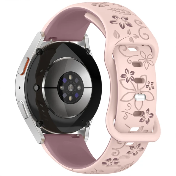 Huawei Watch GT4 41mm Uyumlu FloraFlex Çiçek Desenli Yumuşak Soft Silikon Kordon  Pembe - Resim 3