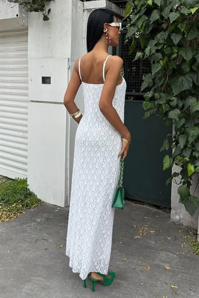 Askıları Ayarlanabilir Örme Dantel Elbise 2879 - Resim 4