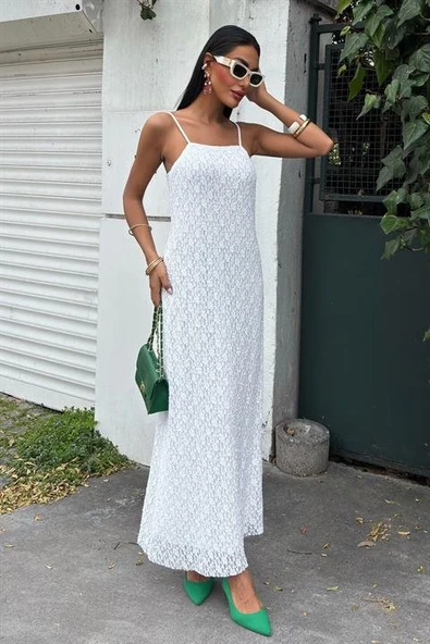 Askıları Ayarlanabilir Örme Dantel Elbise 2879 - Resim 7