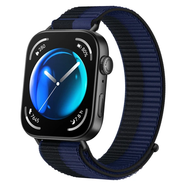 Huawei Watch Fit 4 Fit 4 Pro Fit 3 Uyumlu Ayarlanabilir Cırt Cırtlı Yumuşak Spor Kumaş Örgü Kordon  Lacivert ürün görseli