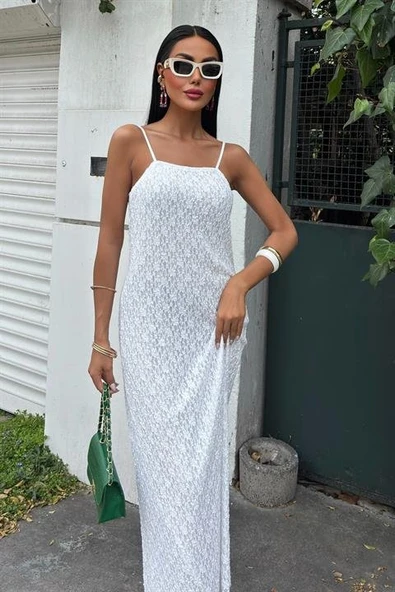 Askıları Ayarlanabilir Örme Dantel Elbise 2879 - Resim 8