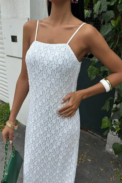 Askıları Ayarlanabilir Örme Dantel Elbise 2879 - Resim 5