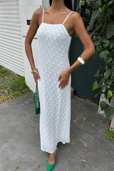 Askıları Ayarlanabilir Örme Dantel Elbise 2879 - Resim 3