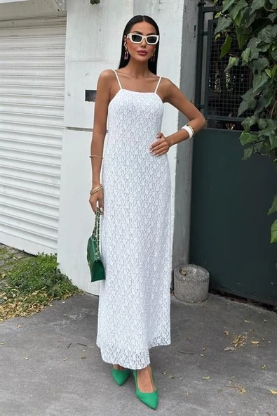 Askıları Ayarlanabilir Örme Dantel Elbise 2879 - Resim 6